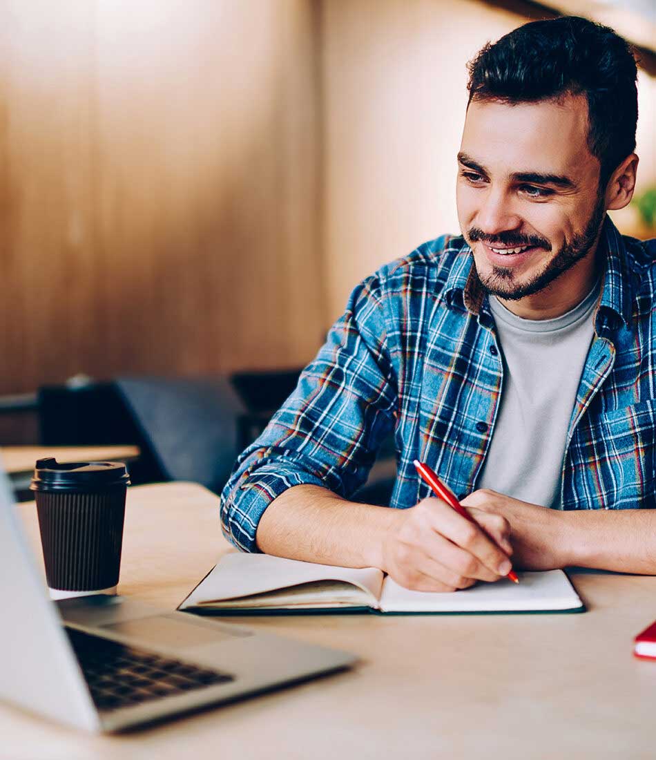 Student on laptop using Smart Wi-Fi