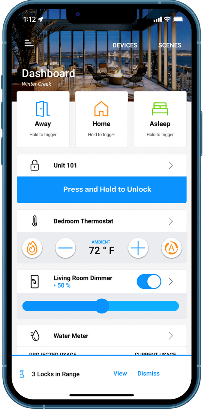 Stratis APP phone dashboard